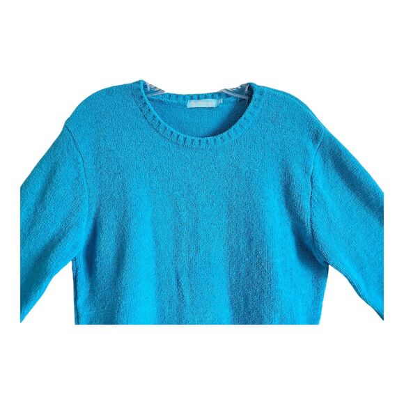 ANTHONY'S RESORT WEAR Women's M Sweater Turquoise Chenille 3/4 Sleeve 40" - Picture 2 of 7